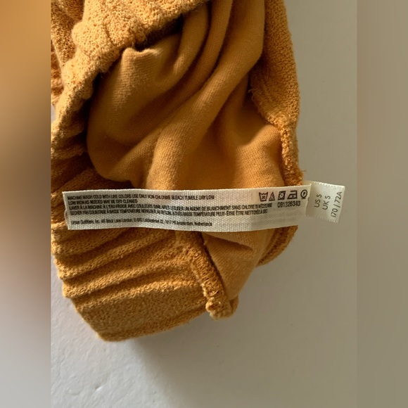 FP Beach Women’s Elastic Waist Wide Leg Pants Pleated Bronze High-Rise Cotton - Picture 7 of 12